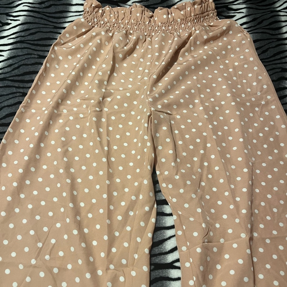 Polka Dot Elastic Waist Pants